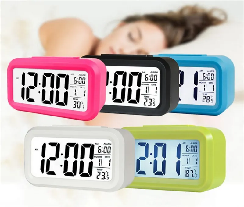 Digital Snooze Clock With 8 Alarm Ringtones For Home Decoration 12/24