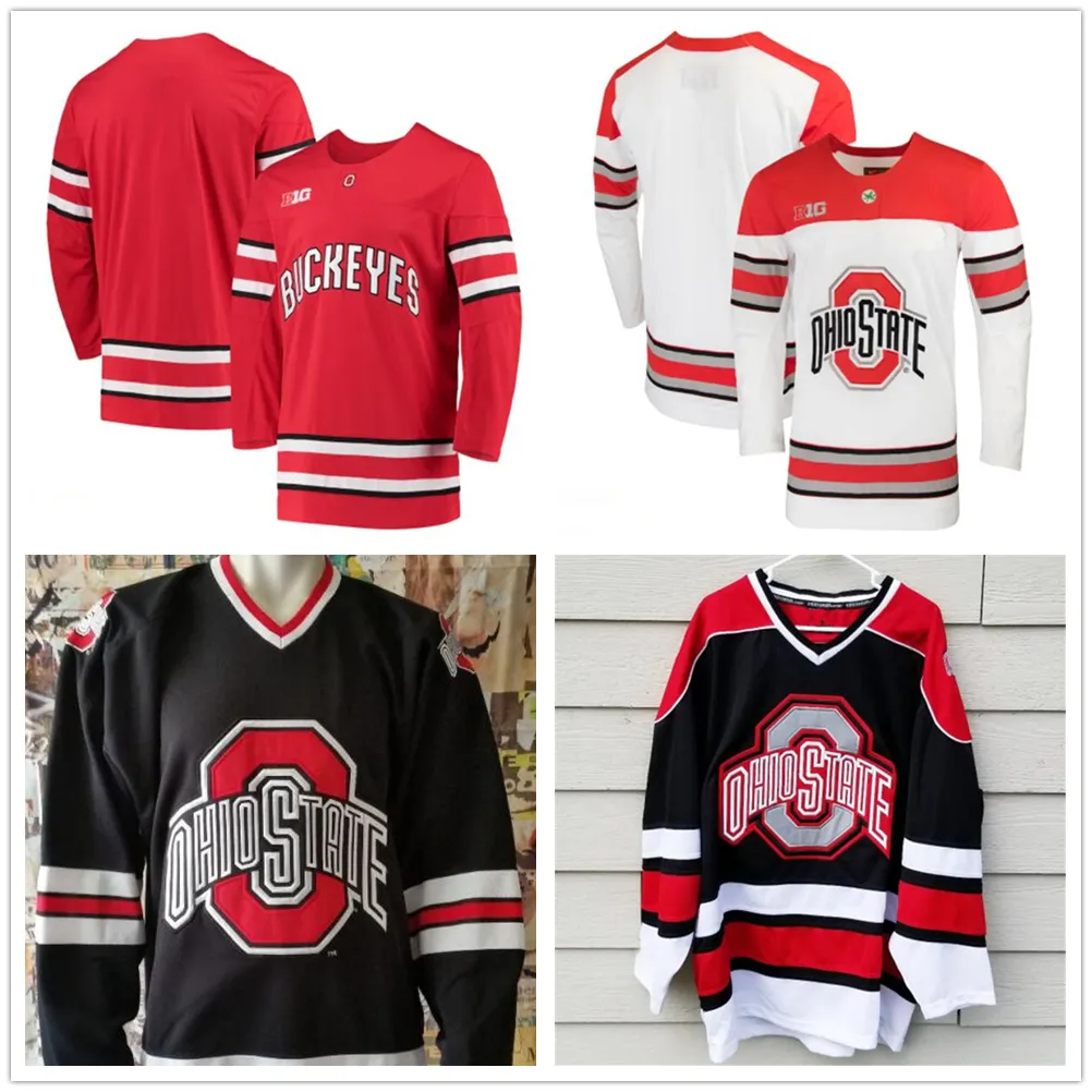 College Hockey Wears Custom NCAA Ohio State Buckeyes any name number mens youth ice Hockey jerseys Personalized embroidery College Big Ten Stitched