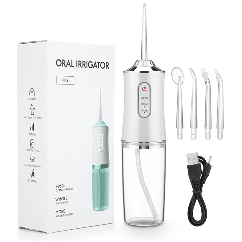 50%off Oral Irrigators Hand Held Electric Tooth Punch Portable 220ML Capacity 3 Model 360°Clean Your Teeth White Pink Green 2141