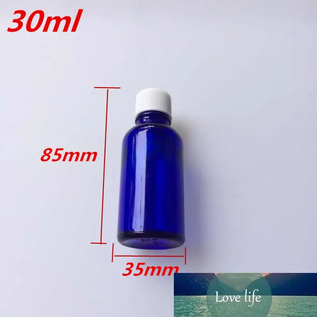 10 stks 35x85 mm donkerblauw glazen flessen met witte plastic gemeenschappelijke capluts DIY 30 ml lege essentiële olieglazen flessen potten