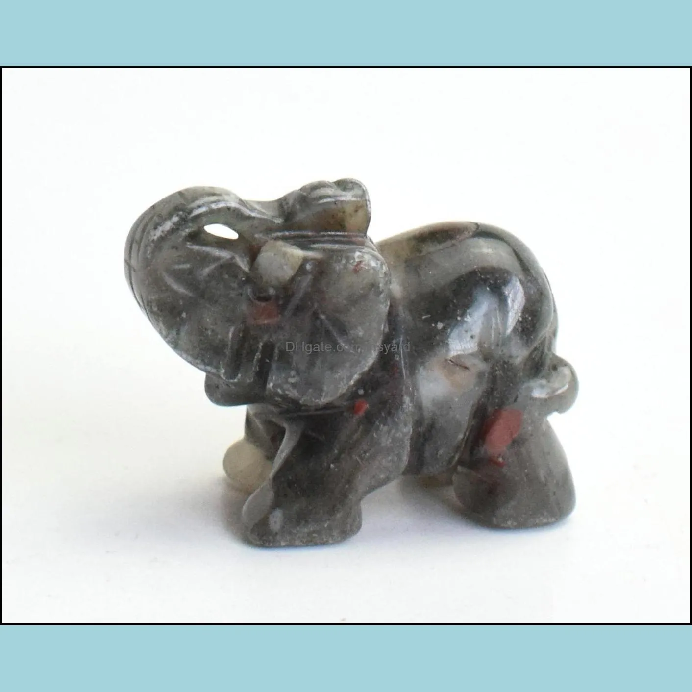 1.5 INCHES Small Size Elephant Statue Crafts Natural Chakra Stone Carved Crystal Reiki Healing Animal Figurine 1pcs