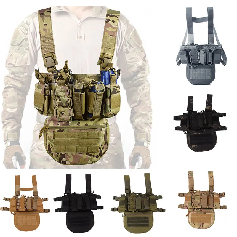 Tactical Camouflage Chest Rig Molle Vest Accessory Mag Pouch Magazine Bag Carrier Outdoor Sports Airsoft Gear Combat Assault NO06-033B