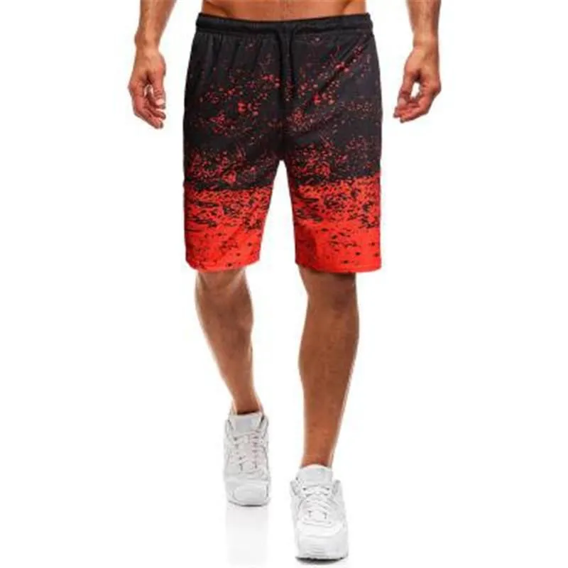 Man Summer Gradient Shorts Fashion Trend Digital Printing Loose Shorts Designer Male Drawstring Casual Relaxed Knee Length Beach Short Pants