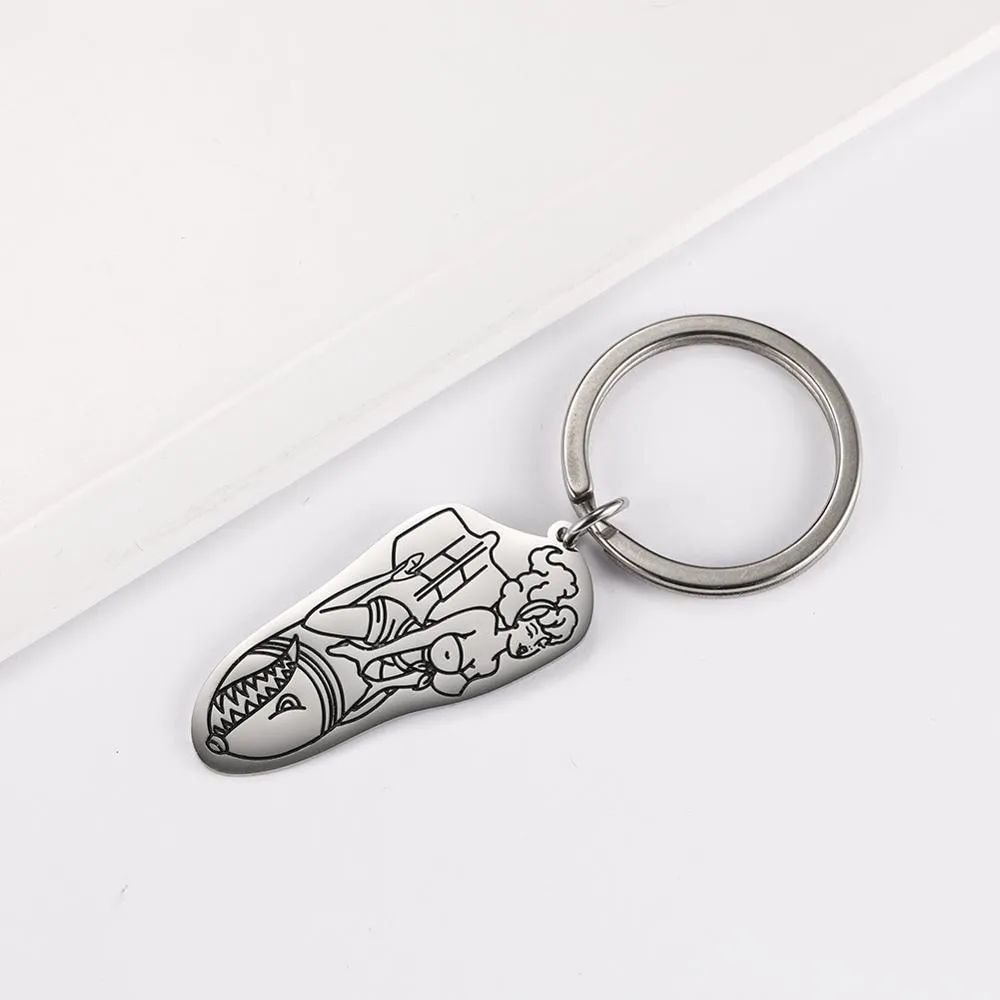 10 pçs / set Moda Beleza Shark Charm Chaveiro Titular de Aço Inoxidável Chaveiros Chaveiros Chaveiro Pingente de Carro para Para Bag Friend Lover Presente