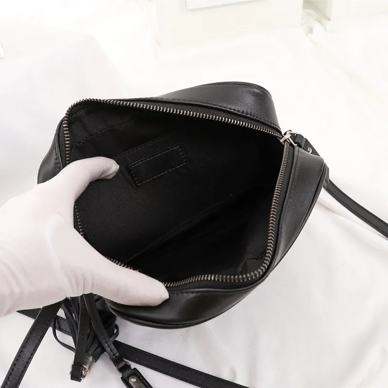 Women s Quilted Leather Crossbody Bag Tassel Detail Luxury Designer Camera Bag Soft Black Gold