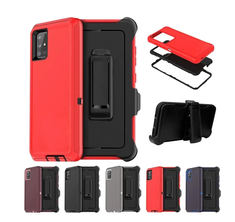 3in1 Armor Hybrid Shockproof Defend Phone Cases with Belt Clip for Samsung S9 S10 S20 Note 20 S21 S22 Iphone 14 Serise Heavy Duty Shockproof Cover