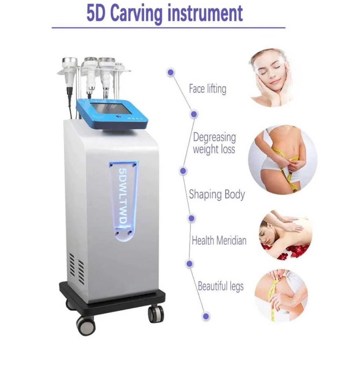 Nieuwe upgrade-versie afslank machine multifunctionele face lift 80k ultrasone cavitatie 5D carving instrument RF vacuüm rf vacuüm body vormgevende slankmachin