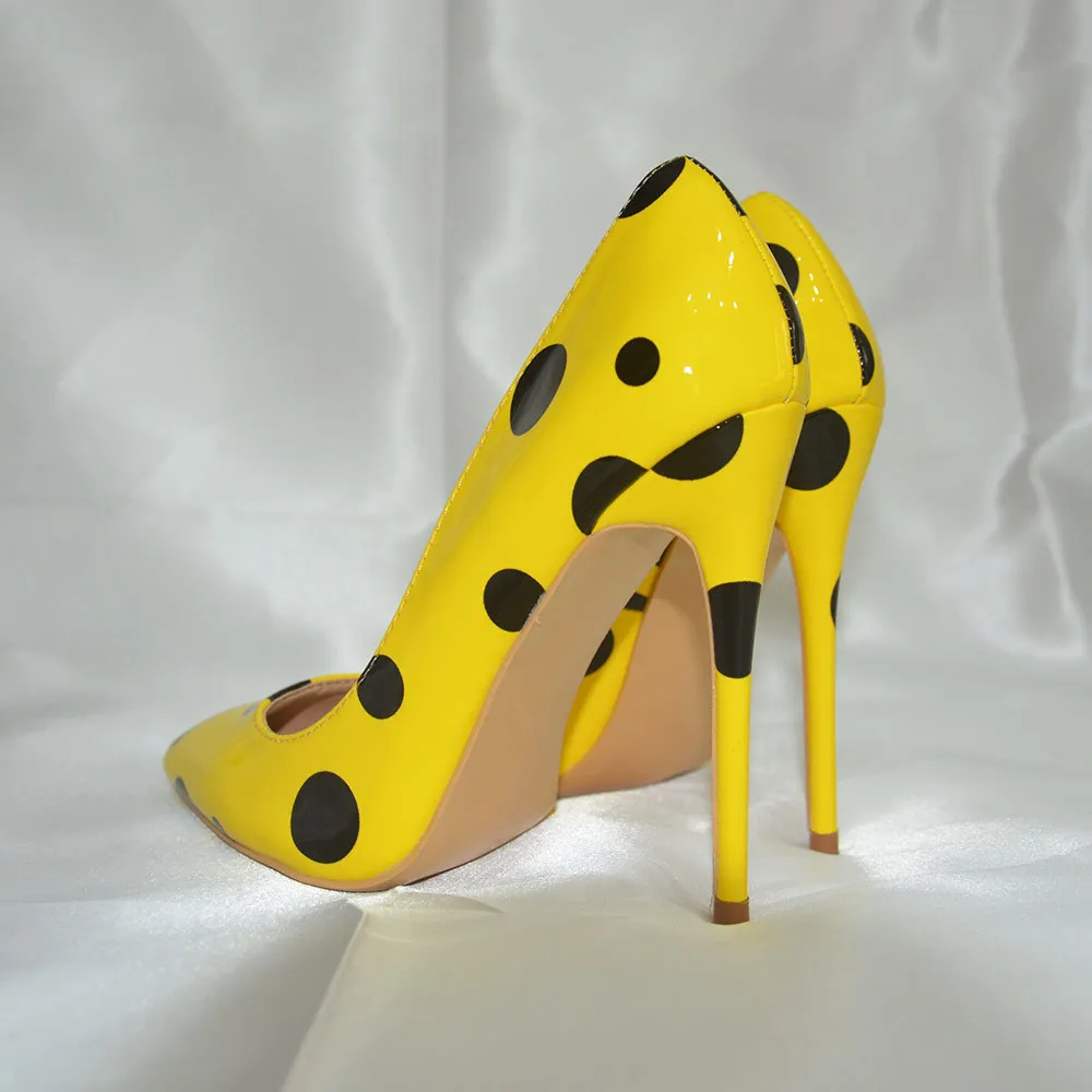 Wholesale Veowalk Womens Black Polka Dot Yellow Stiletto Yellow Stiletto Heels Fashionable Slip On Pumps For Club Parties And Dressy Occasions Customizable LJ201112 At Only 33.7 DHgate.Com
