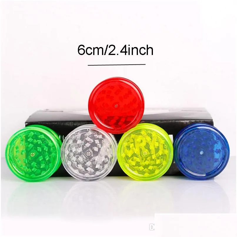 60mm round plastic tobacco smoking herb grinders 3 layer tobacco grinder cigarette colorful crusher fit dry herb color random send bh1893