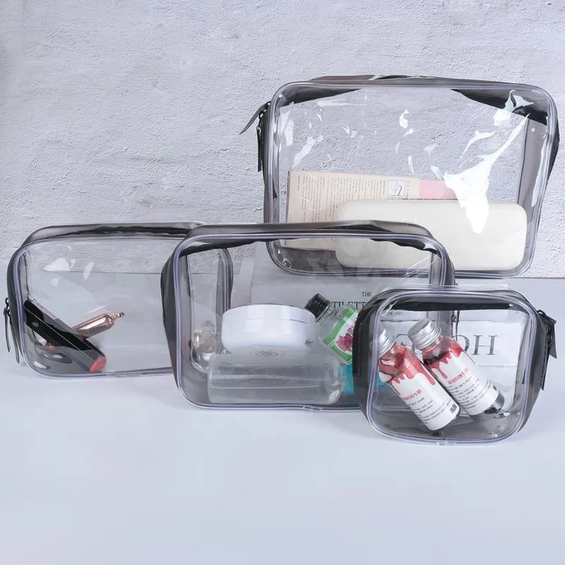 Sacos de armazenamento 1 pc Transparente PVC Zipper Saco Cosmético Viagem Waterproof Water Water Organizador de Maquiagem Caso Suprimentos