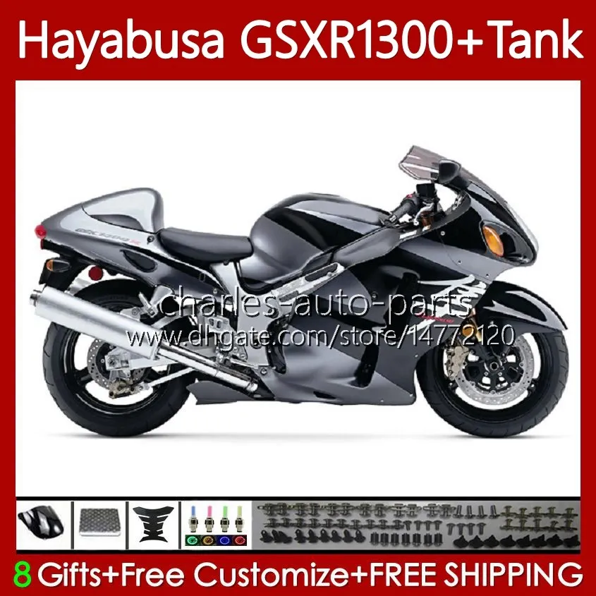 OEM Body + Tank för Suzuki Hayabusa GSXR 1300CC GSXR-1300 1300 CC 1996 2007 74NO.316 GSX-R1300 GSXR1300 96 97 98 99 00 01 GSX R1300 02 03 04 05 06 07 Fairing Kit Glossy Black