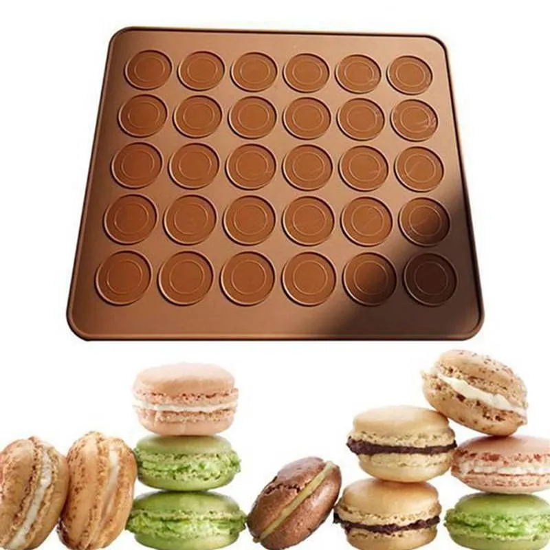 30 Delik Silikon Pişirme Pedi Fırın Macaron Silikon Yapışmaz Mat Pişirme Pan Pasta Kek Pad Pişirme Araçları W11