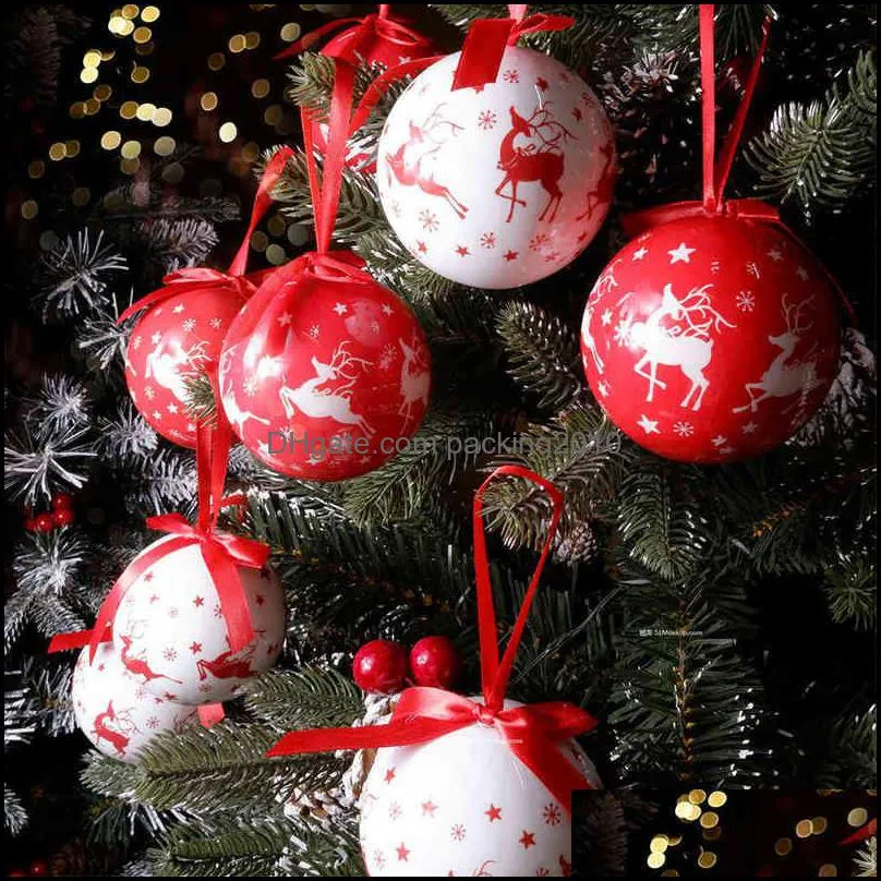 8cm Christmas Tree Balls Set Decoration Hanging Foam Ball Sphere Home Party Bauble Pendants Ornaments Year Navidad Decor 220120