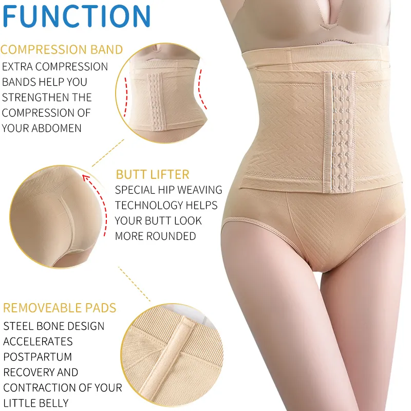 Post-Partum Belly Support Recovery Wrap Gaines de Grossesse Femmes Body  Shaper Tummy Shapewear Ceinture 3 en 1 (Couleur : Rose S) (Couleur : Blancs)