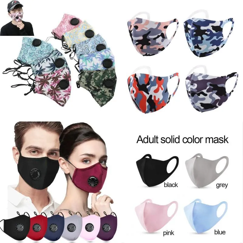 Gezichtsmasker Anti-Dust Earloop met ademhalingswaarde Verstelbare herbruikbare mond maskers zachte ademende anti stof beschermende maskers Gratis verzending