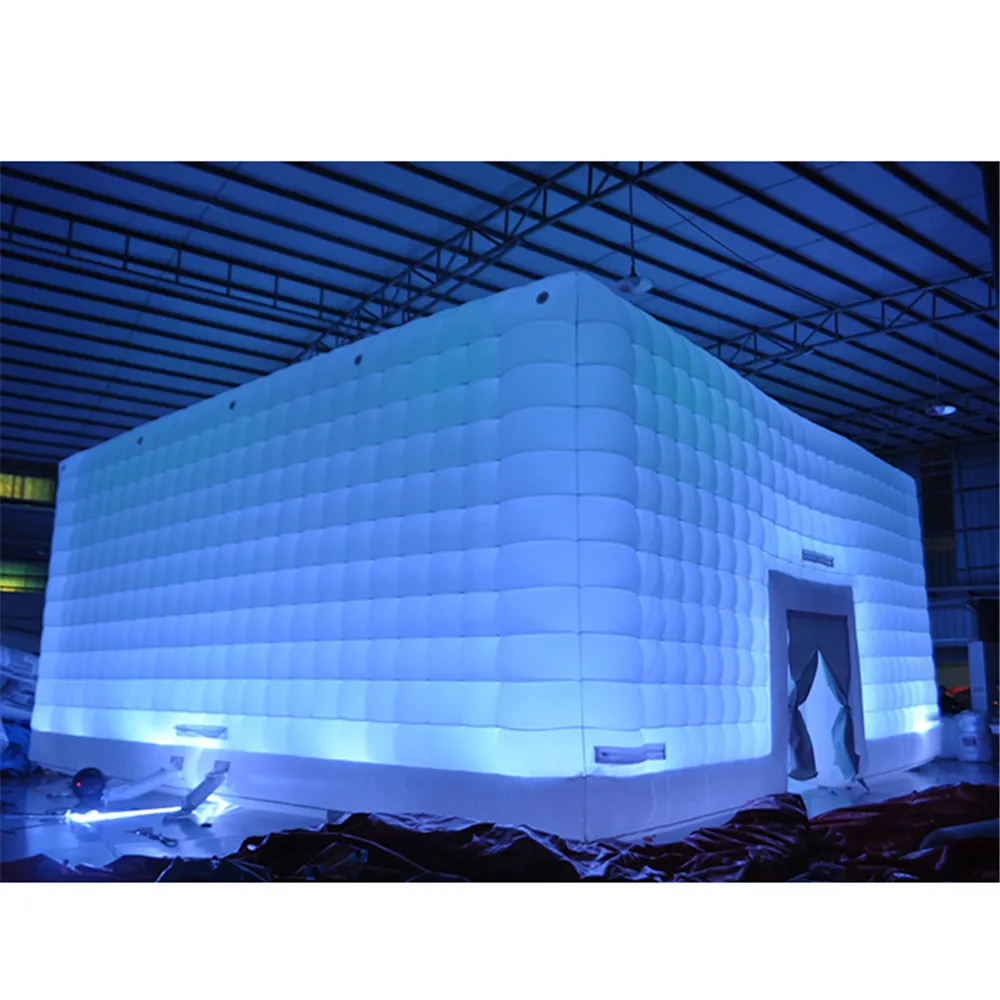 Customized Led bar/strips Glowing Cabinet inflatable cube tent event exhibition trade show Building giant Party Room with blower slope rooftop for Sale