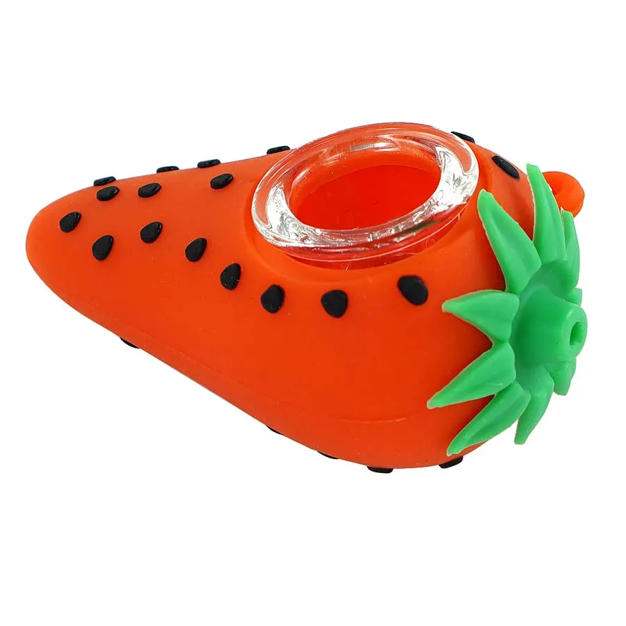 Mini tuyau à main en silicone, cuillère portable, plate-forme dab, tuyaux d'huile, accessoires pour fumer, 2.9 pouces, fraise