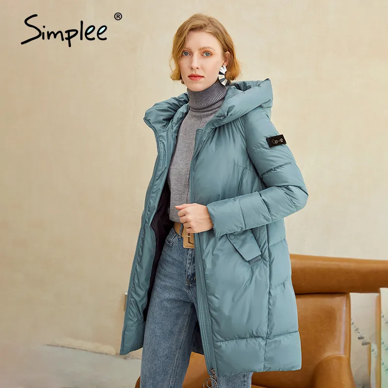 Casual Office Lady Femmes Parkas Manteau d hiver Marque de mode Long coton Manteau chaud Manteau de veste femme capuche femme 201127