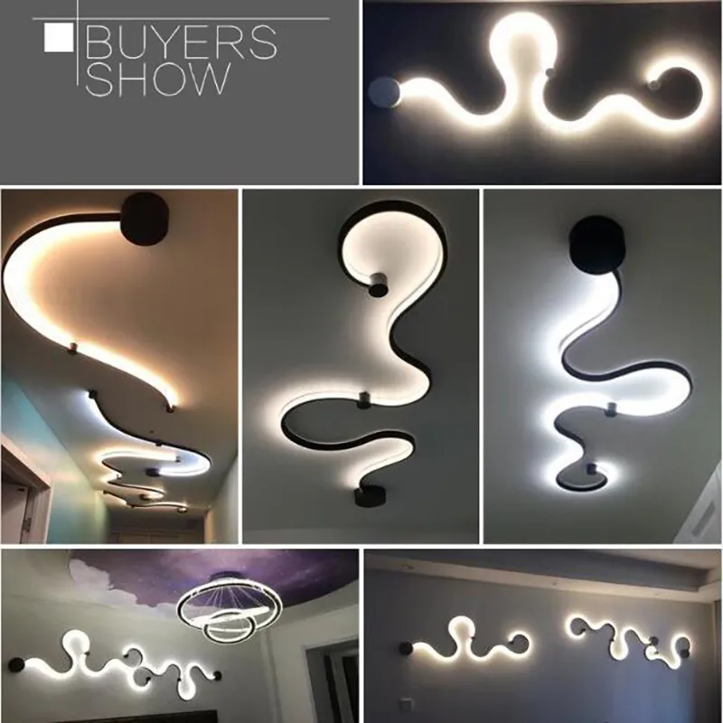 Art Deco Led Curve Wall Decorative Lighting Black Curved LED Wall Light  Home Decor Bar Hall Hotel Indoor lampada a muro Factory Direct Sale