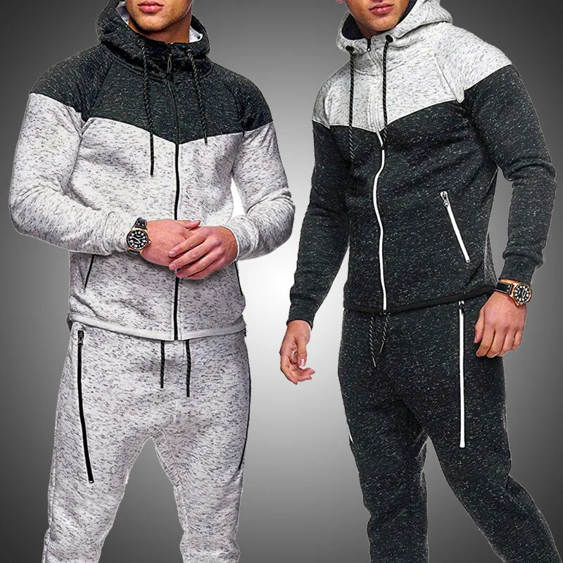 Herbst männer Sport Anzüge Zipper Hoodie Lauf Sets Männliche Casual Mit Kapuze Trainingsanzüge Kleidung Mann Jogger Fitness Training Set 201110