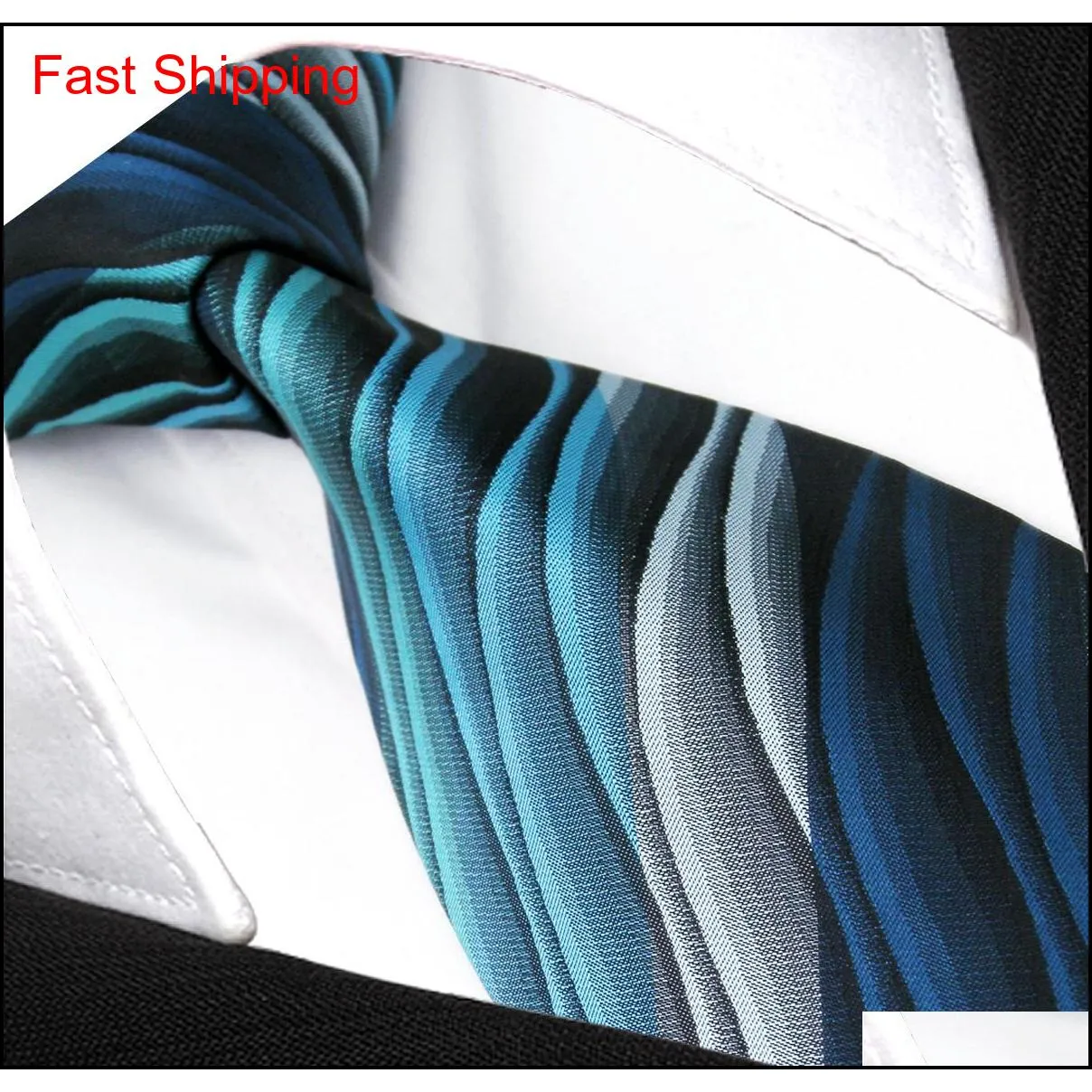 y23 turquoise multicolor ripple abstract classic silk extra long size mens necktie tie