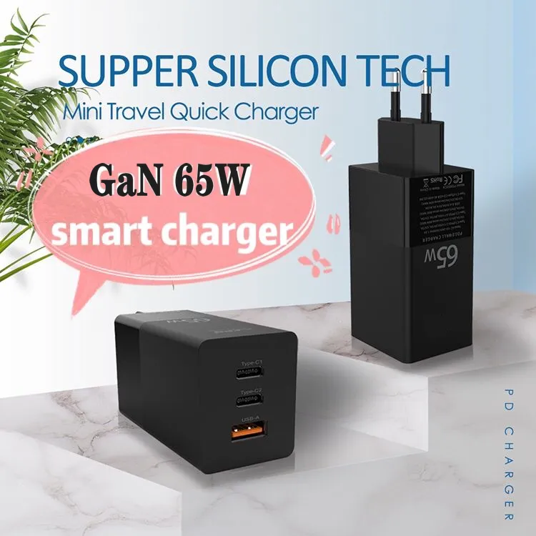 USB C charger 65W Power Delivery 3.0 with MOSFET (Super-Silicon) Tech USB-C Supply For Smart Phone, etc