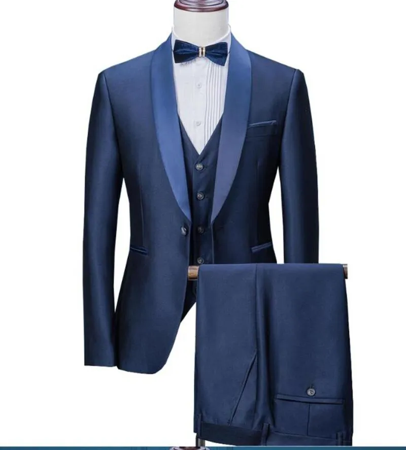 Mint Green Suits 3 Pieces Formal Business Blazer Men's Tuxedos sjal Lapel Men Suits For Wedding Groom Man Jacket Vest Pant304m