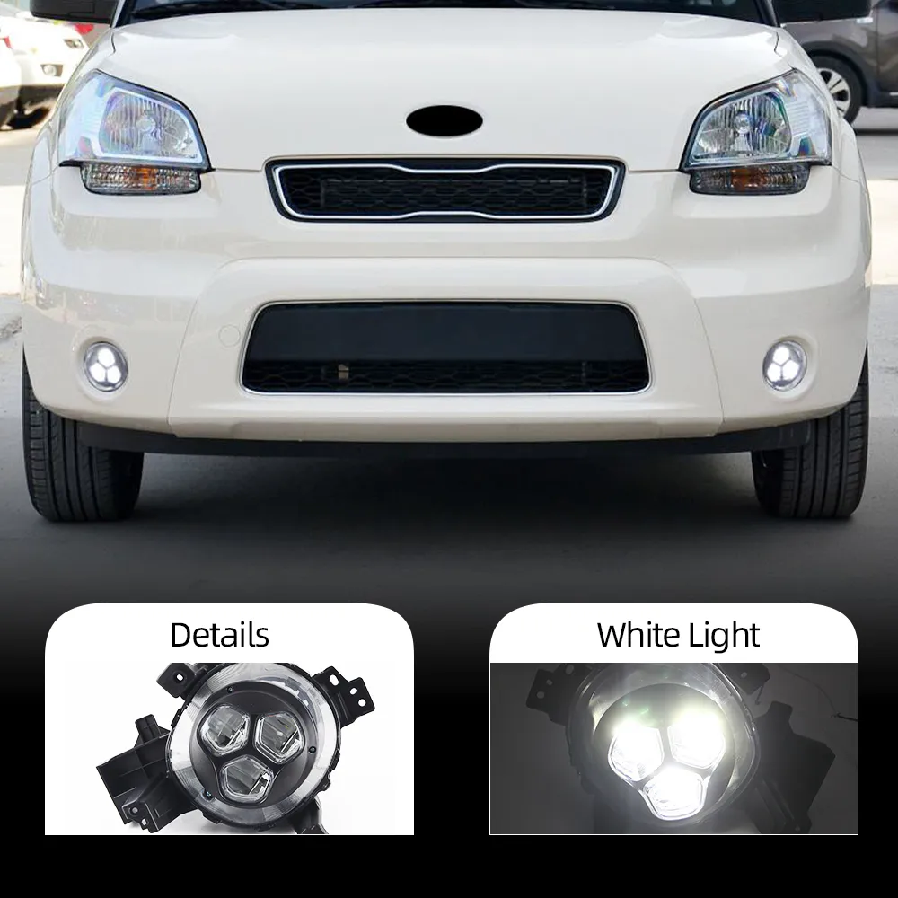 2 шт. Для Kia Soul 2017 2017 2019 LED Daytime Right Light Light 12V автомобиль DRL противотуманный фонарь водонепроницаемый вождение светильника противотуманного тумана2PCS для Kia Soul 2017 2018