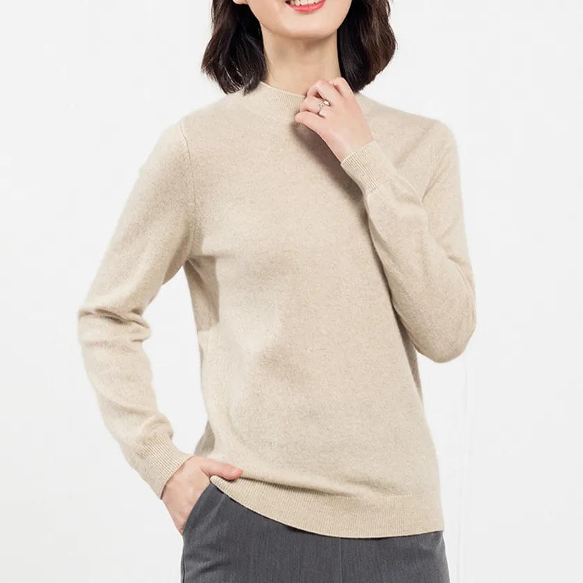 100% Natural Cashmere Sweaters and Pullovers for Women Half Turtleneck and Long Sleeve Casual Autumn Winter Female Brand Jumpers