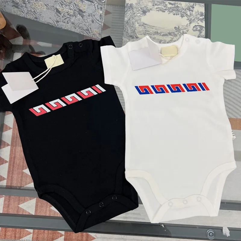 Pagliaccetti per bambini Neonati Tuta intera con stampa di lettera classica Set per bambini Baby Fashion Ragazzi Ragazza Cute Top Desinger Top Camicie Estate