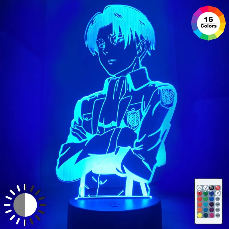 Attaque sur Titan pour Home Room Decor Lumière Acrylique Lampe De Table Anime Cool Kid Enfant Cadeau Capitaine Levi Ackerman Figure Night Light 201028