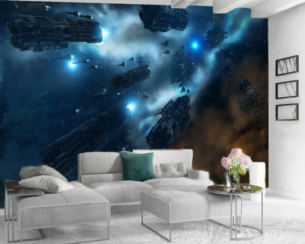 Custom 3D Wallpaper Mural Modern Home Decoration Wallpaper Space Station Living Room Bedroom TV Background Wall Wallpaper