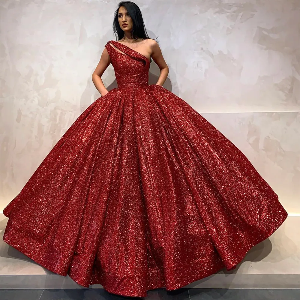 red sequin dress 16 Red Sequin Dress, Sparkly Cocktail Party Gown, Sweet 16 Dress, Puff Sleeve Mini Dress