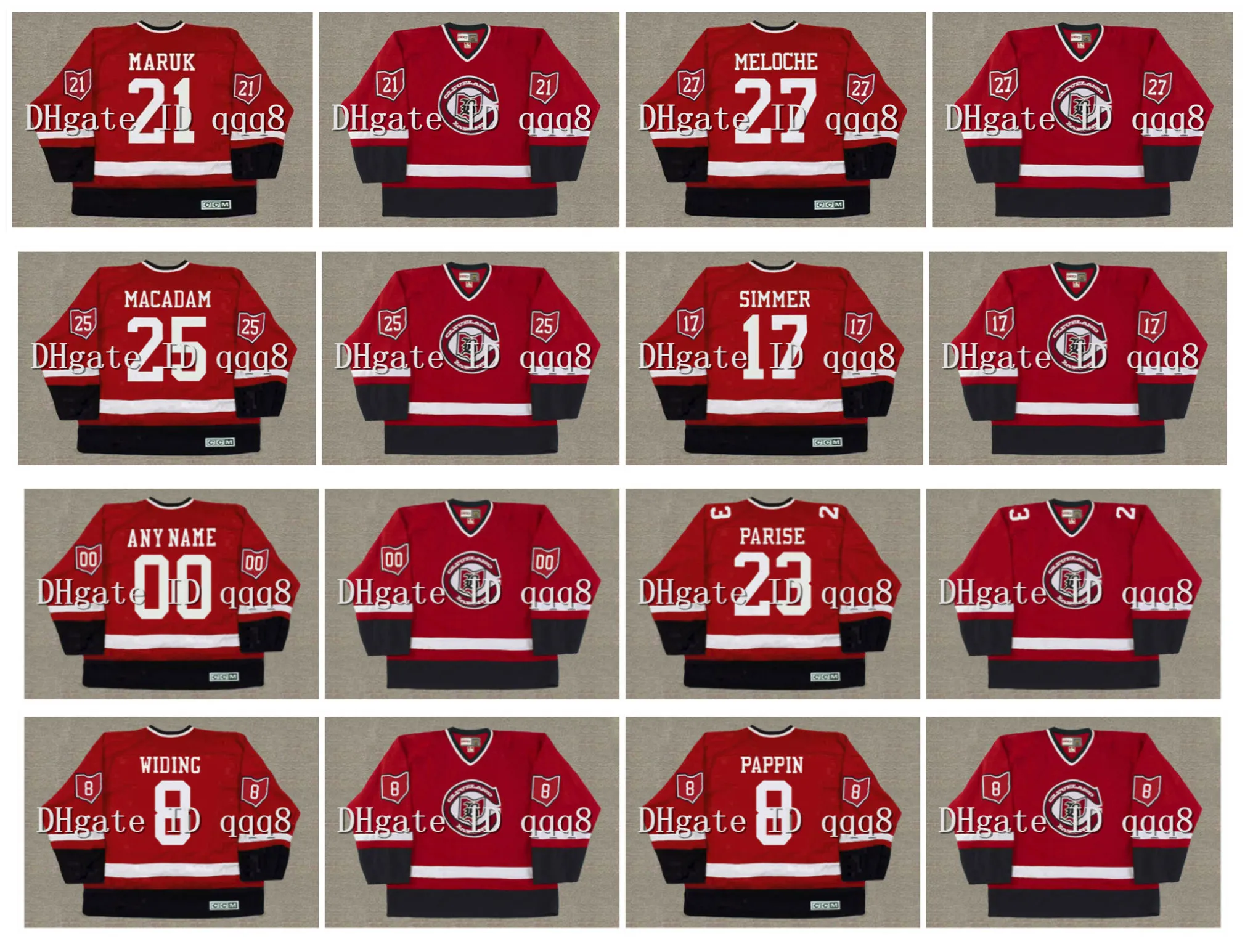 1976 Vintage Cleveland Barons Jerseys 27 GILLES MELOCHE 23 J.P. PARISE 8 JUHA WIDING 8 JIM PAPPIN 25 AL MACADAM CHARLIE SIMMER Custom Hockey