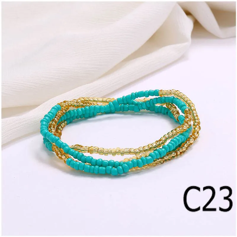 Lot De 10 Chaînes De Taille élastiques Perles Colorées - Style Boho, Pour Plage Ou Fête