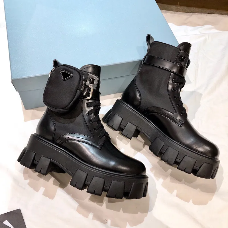 Nya Kvinnor Designers Rois Boots Ankel Martin Stövlar och Nylon Boot Militär Inspirerad Combat Boots Nylon Bouch Fäste på fotleden med rem