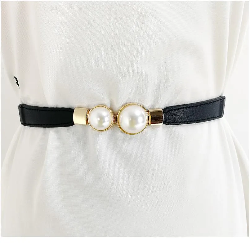 Stretch Pearl Belt Ladies Elastic Belts for Women Dress Riem Easybelt Cummerbunds Slimming Midjekorsett Cinturon Mujer W Jllhsz