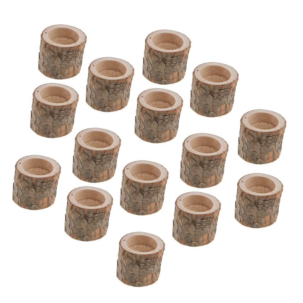 15pcs Natural Wooden Candlestick Candle Holder Home Table Decoration Dinner Plant Flower Pot Handicraft Handmade Table Ornaments