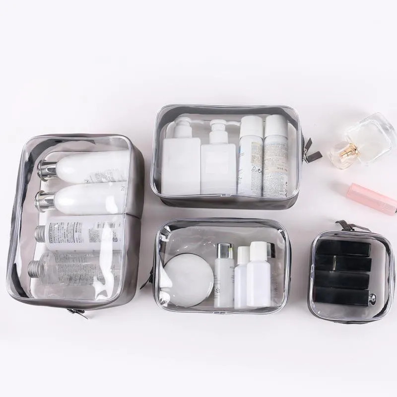 Rantion 4 teile/satz Klar Reise Lagerung Tasche PVC Kosmetik Make-Up Organizer Transparent Wasserdichte Kulturbeutel Für Frauen Damen