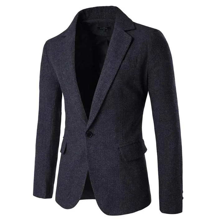 Giacca sportiva da uomo Giacca a spina di pesce Cappotto sportivo Smart Cena formale Abiti in cotone Slim Fit One Button Tacca Risvolto Cappotto casual Coffe309A