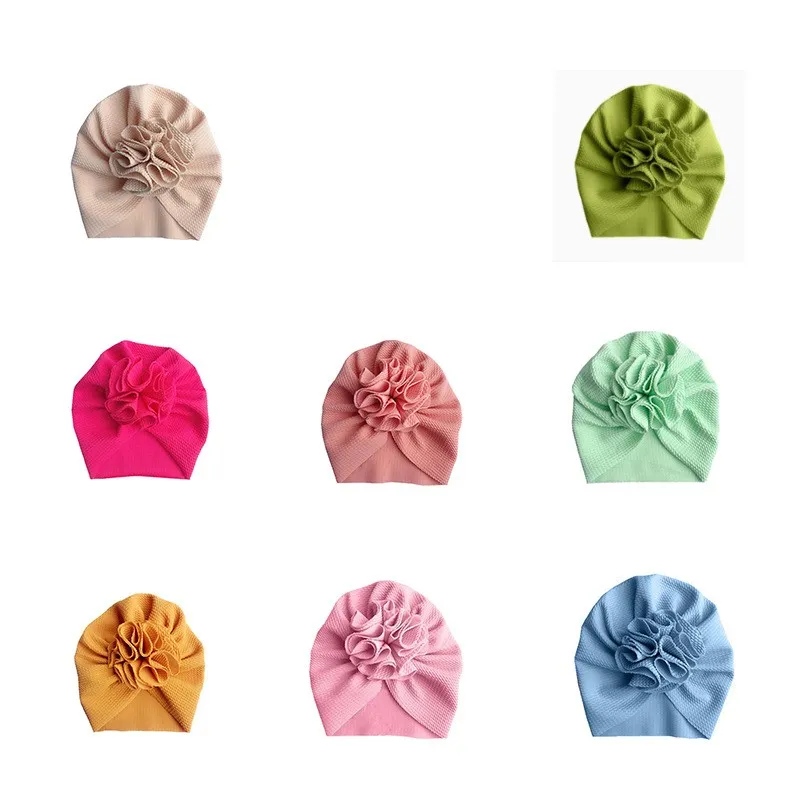 Free DHL 18 Colors Cute Big Bow Hairband Hats Baby Kids Toddler Elastic Caps Sunflower Turban Head Wraps Bow-knot Hair Accessories 538 K2