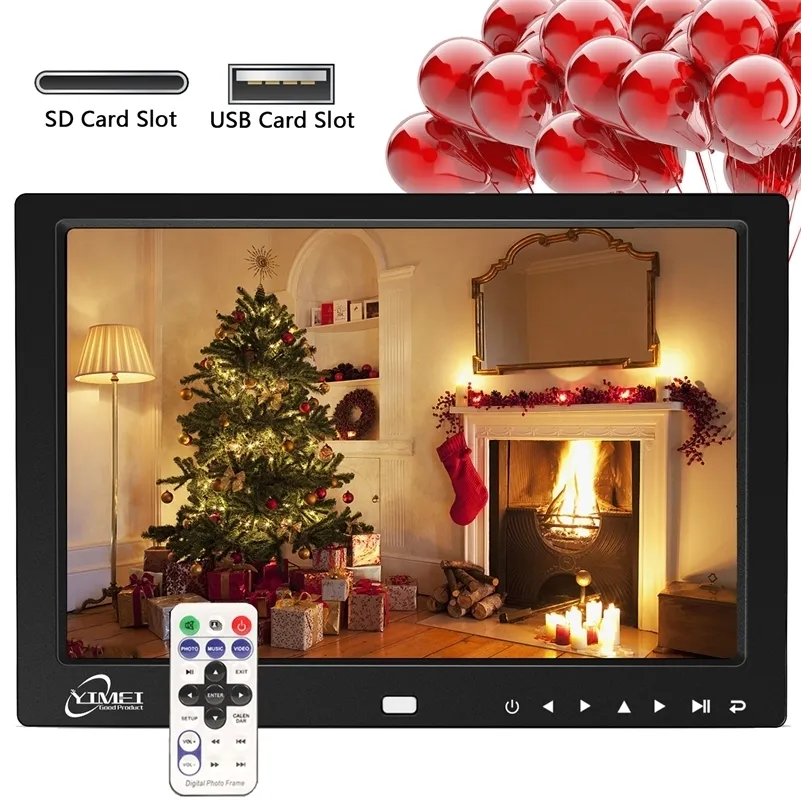 Yimei HD Digital Photo Frame 10.1 inch Picture Multifunction USB SD Card Player MP3MP4 Remote Calendar Clock 201211