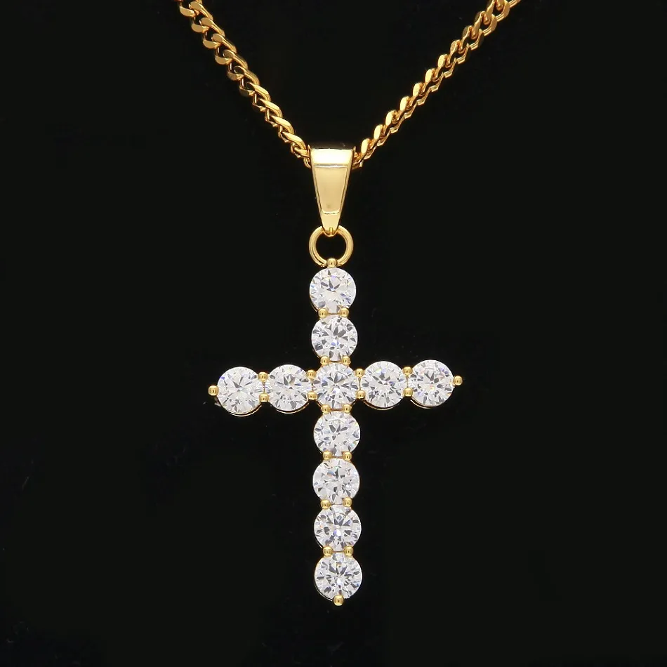 Diamond Cross Halskette Mode Herren goldene Halsketten