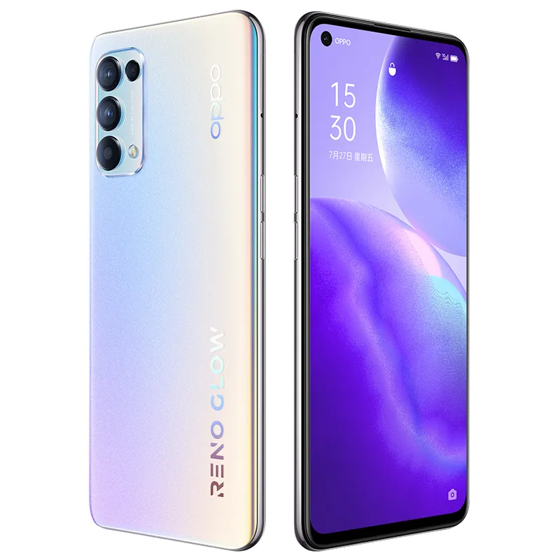 Originele OPPO RENO 5 5G MOBIELE TELEFOON 8 GB RAM 128 GB ROM Snapdragon 765G OCTA CORE 6.43 "Volledig scherm 64.0mp AI Face ID Fingerprint Mobiele Telefoon