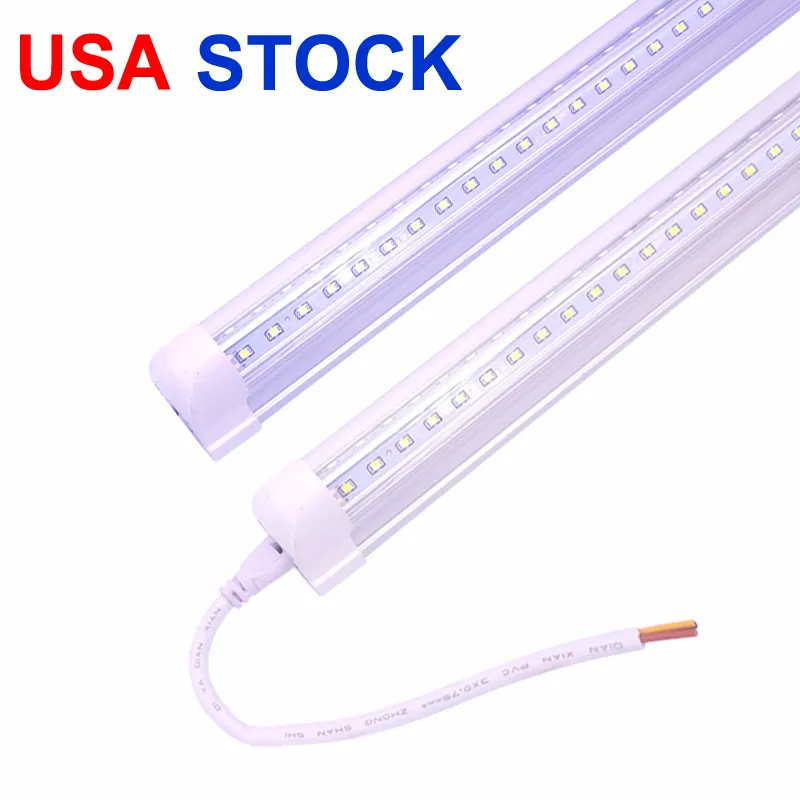 T8 V-Shaped 2ft 3ft 4ft 5ft 6ft Led Tubes Integrated 8ft Led Tube Double Sides SMD2835 Led Fluorescent Lights 100-277V Stock In US