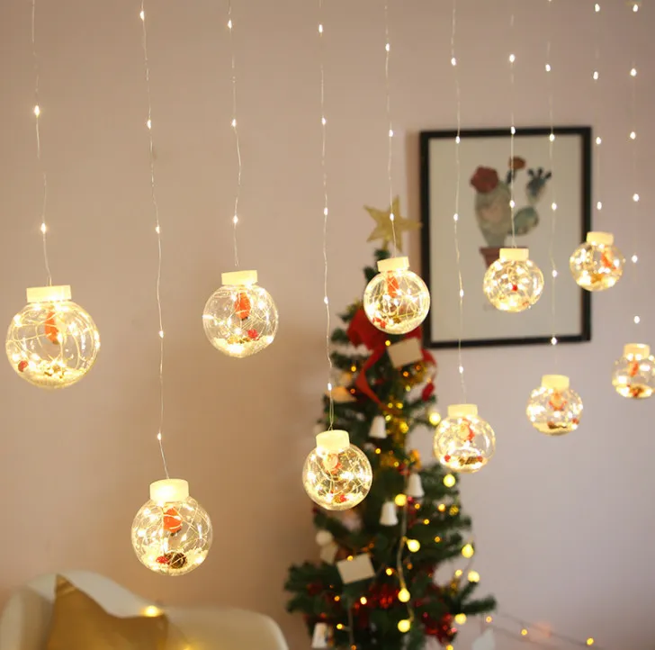 Najnowsze światła kurtyny LED, miedziane światła drutu, życzenia piłek, dzwonki świąteczne, światła dekoracji, światła choinki