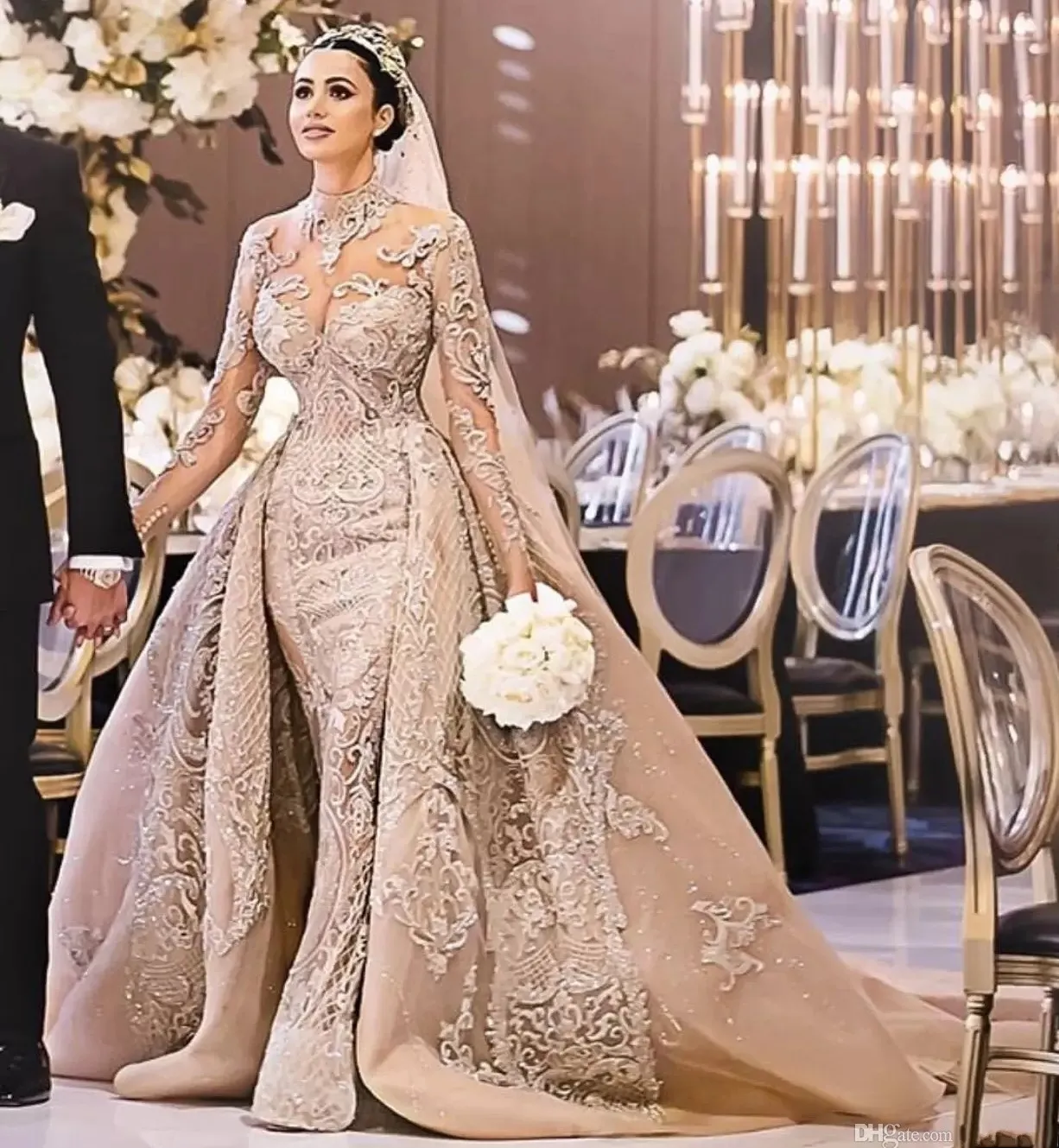 Wedding Dress With 3D Flowers, Long Sleeve Wedding Dress, Wedding Gown,  Elegant Wedding Dress, Bride Dress, Bridal Dress, Luxury Bridal Robe -   Canada