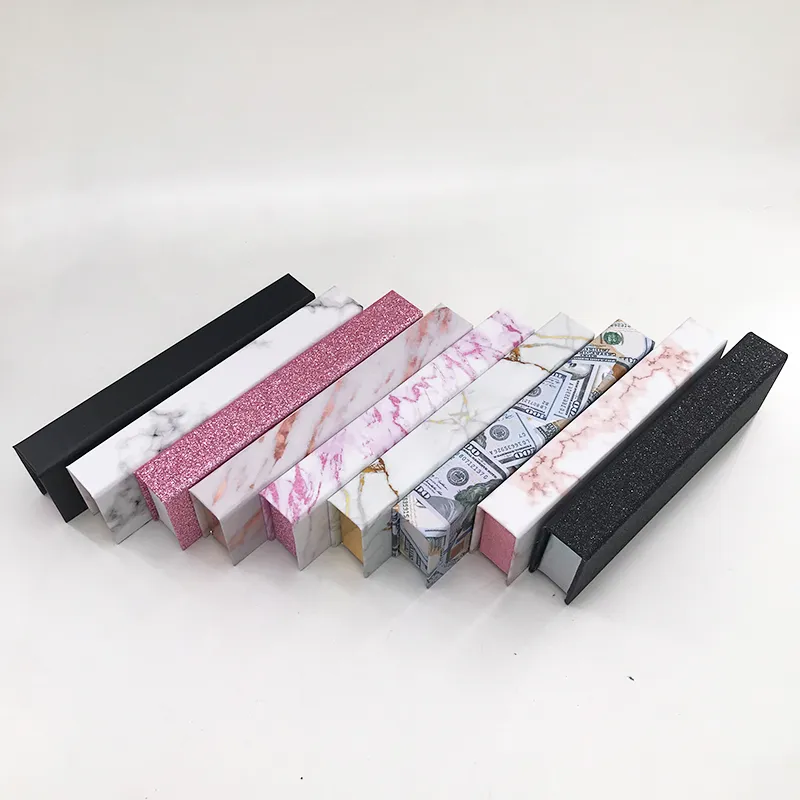 Rectangular magnetic boxes for eyeliner pen hard box marble dollar packaging custom private label mink lashes vendor