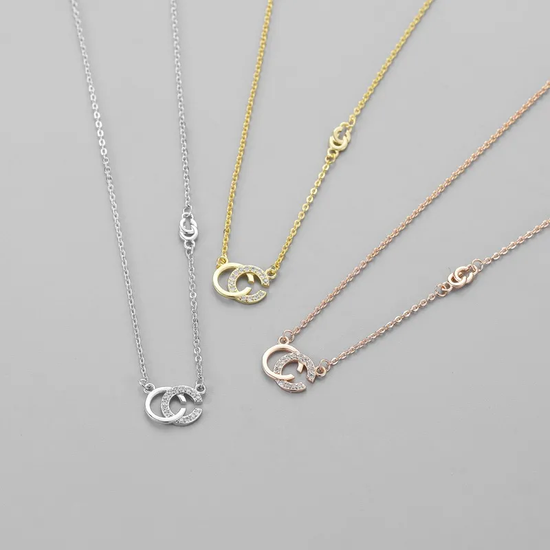 2020 Wholesale Brand Designer Double Letters necklace Gold Tone necklace For Women Men Wedding Party Jewelry Gift