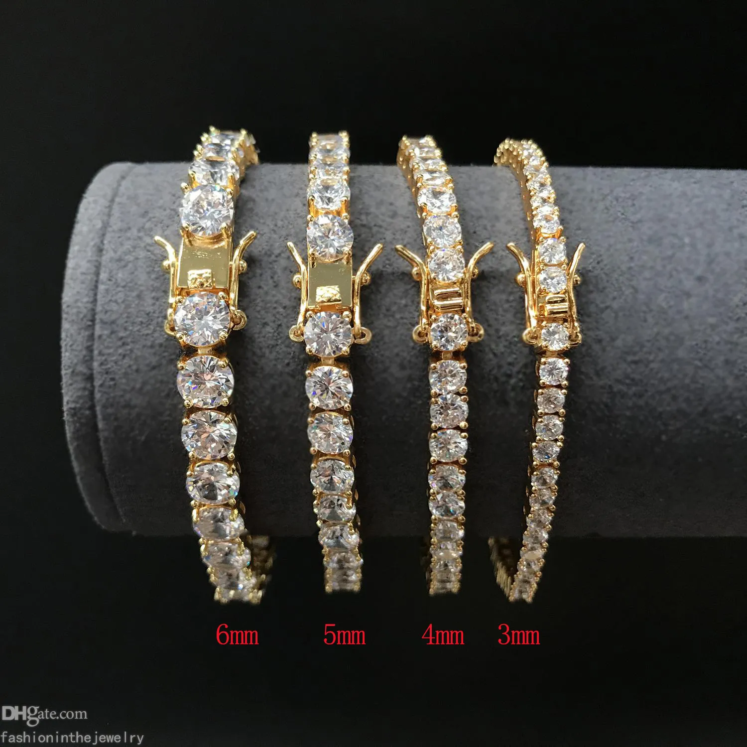 Bracciale da tennis catena in acciaio inox cristallo zircone per